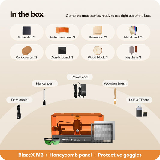 BlazeX M3 10W Beginner-Friendly Precision Laser Engraver with Enclosure