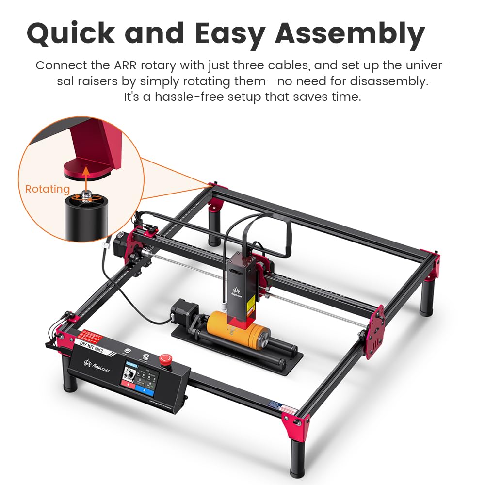 AlgoLaser 10W Smart Laser Engraver with Rotary Roller & Riser