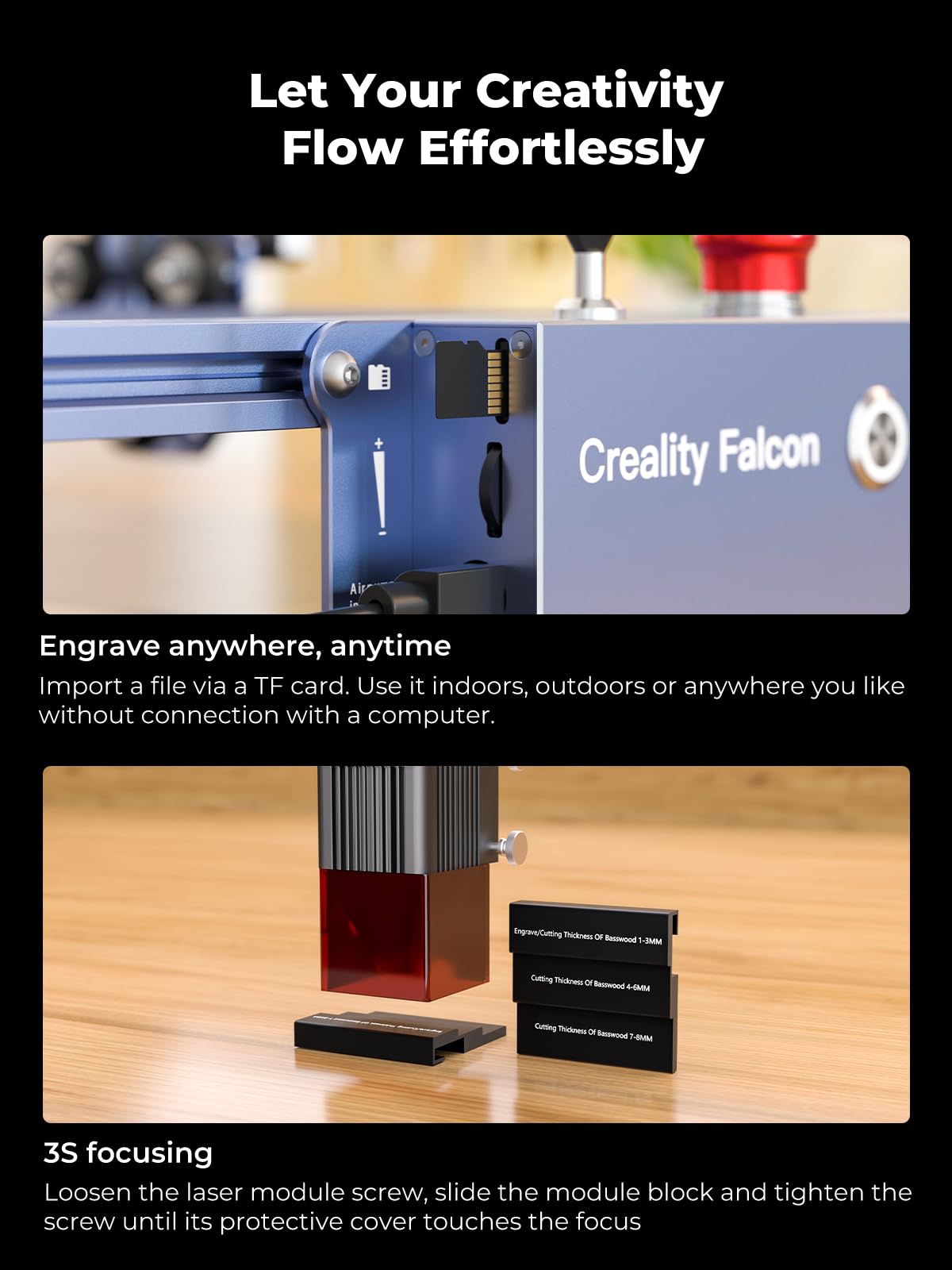 Creality Falcon Pro 10W 3-in-1 Laser Engraving Machine for Multi-Material Crafting