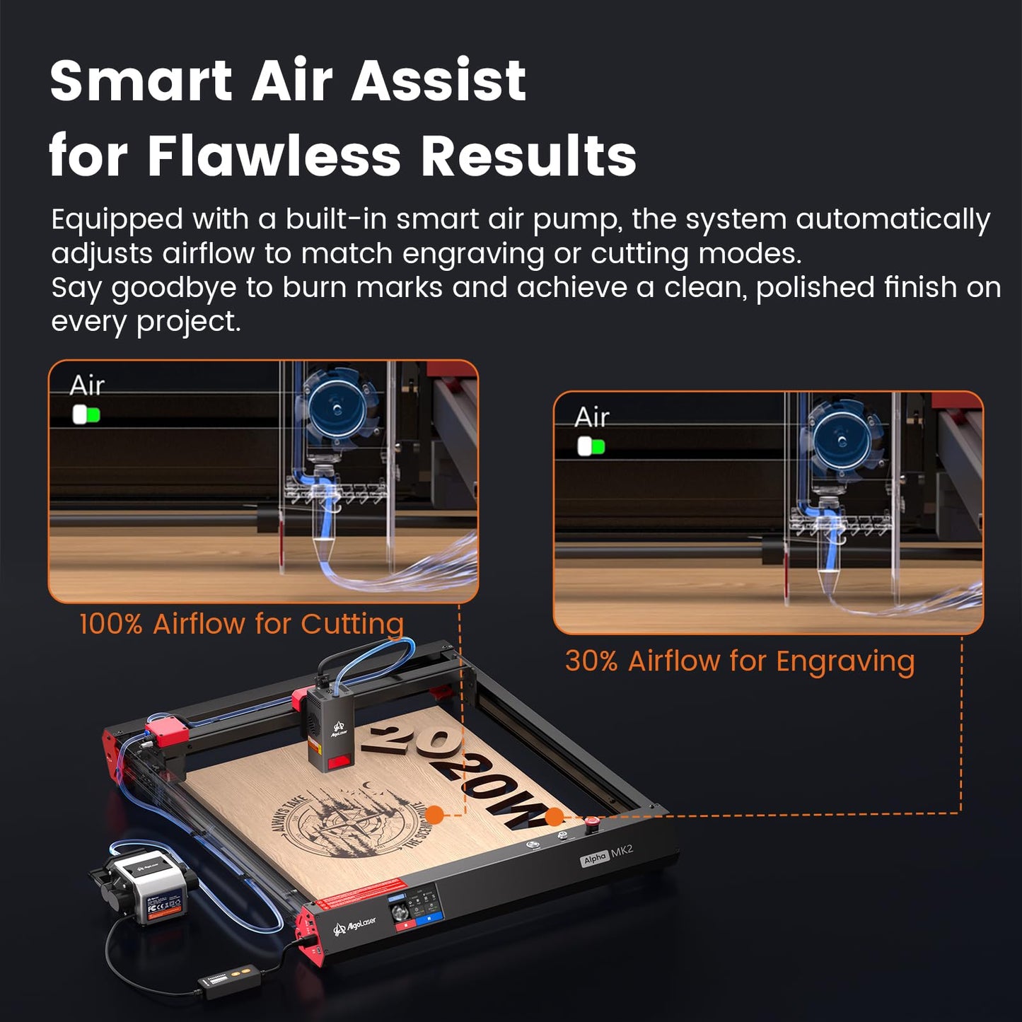 AlgoLaser 20W Smart Laser Cutter & Engraver with Air Assist System