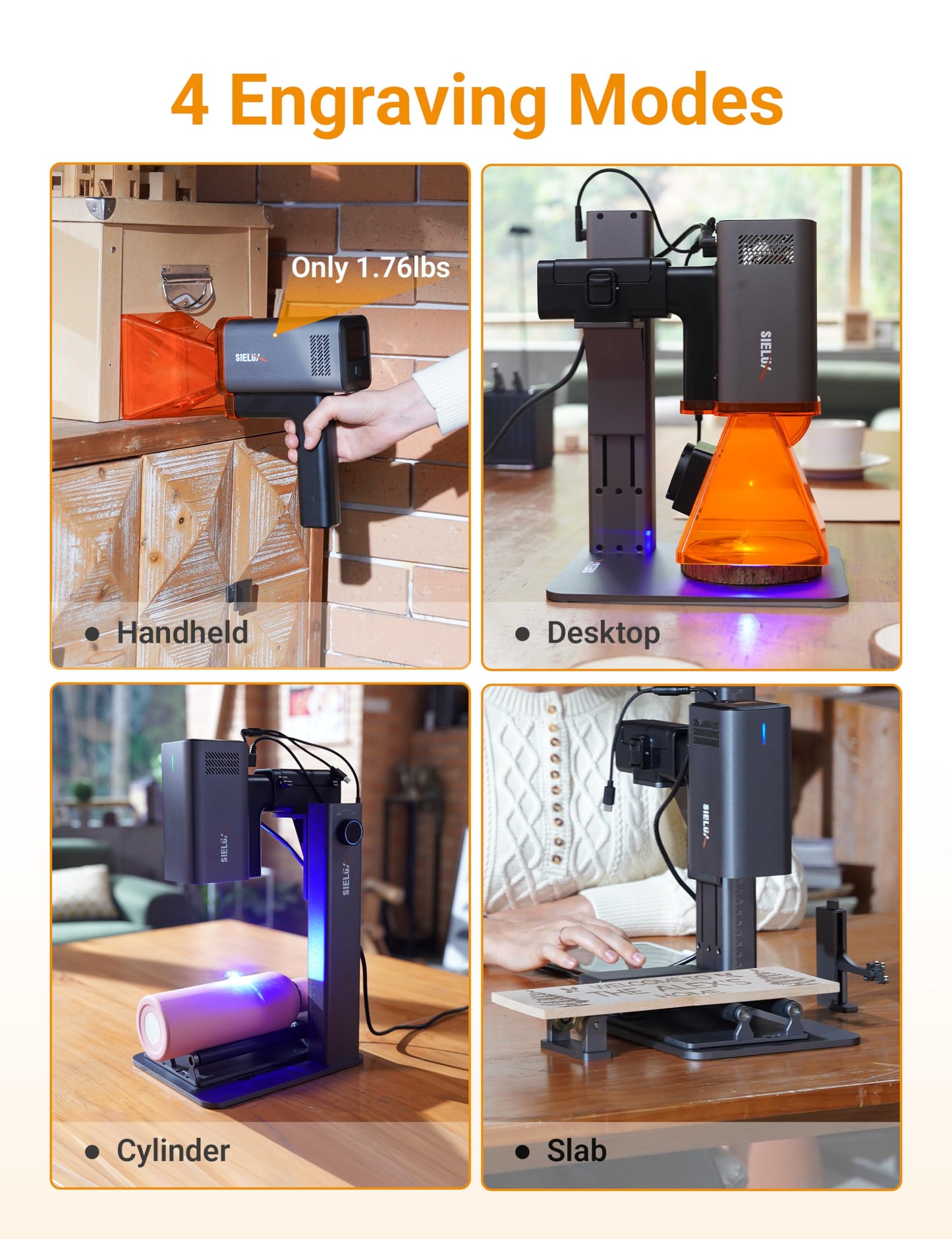 Sielux SL2 Ultra-Portable Handheld Laser Engraver with Roller Attachment