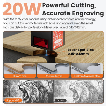 AlgoLaser 20W Smart Laser Cutter & Engraver with Air Assist System