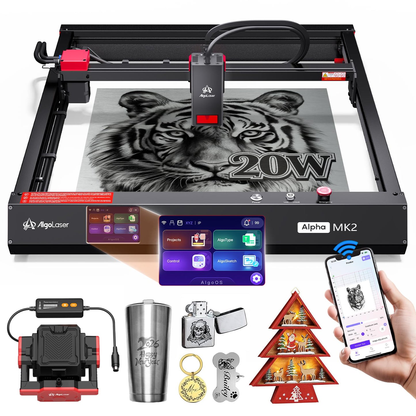 AlgoLaser 20W Smart Laser Cutter & Engraver with Air Assist System