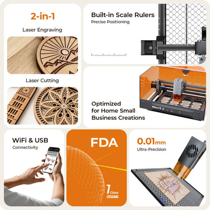 BlazeX M3 10W Beginner-Friendly Precision Laser Engraver with Enclosure